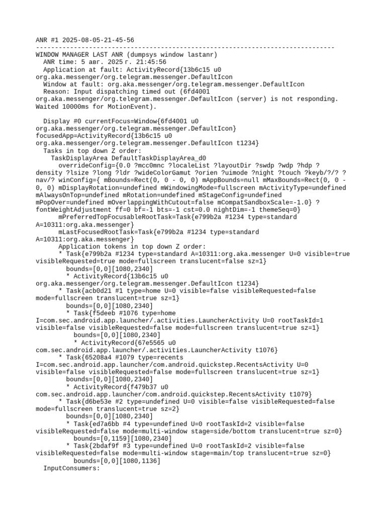 ANR Report for Messenger App | PDF | Tablet Computer | Personal Digital ...