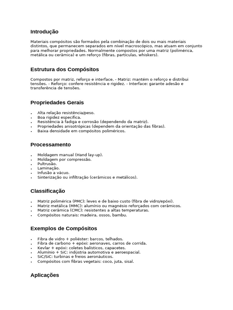 Materiais Compósitos: Estrutura e Aplicações | PDF | Material composto ...