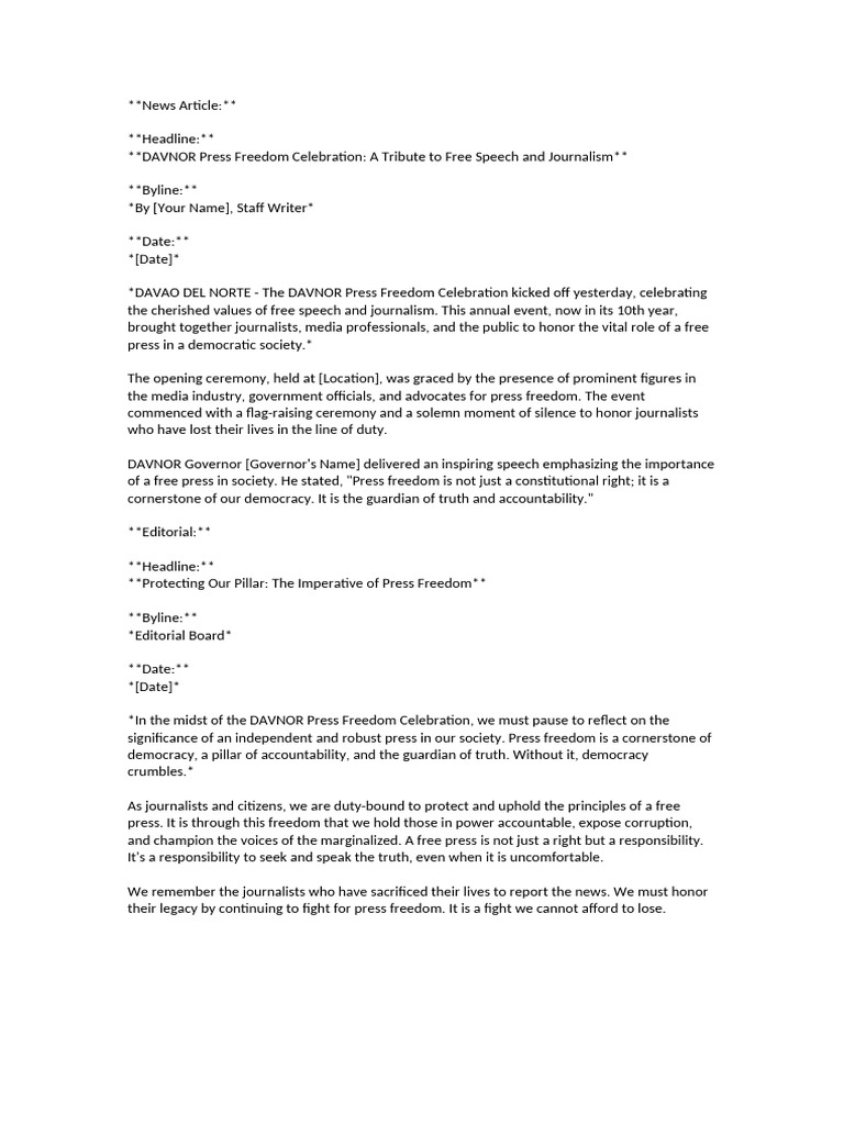 COL. PUB. Article Samples | PDF | Freedom Of The Press | Journalist