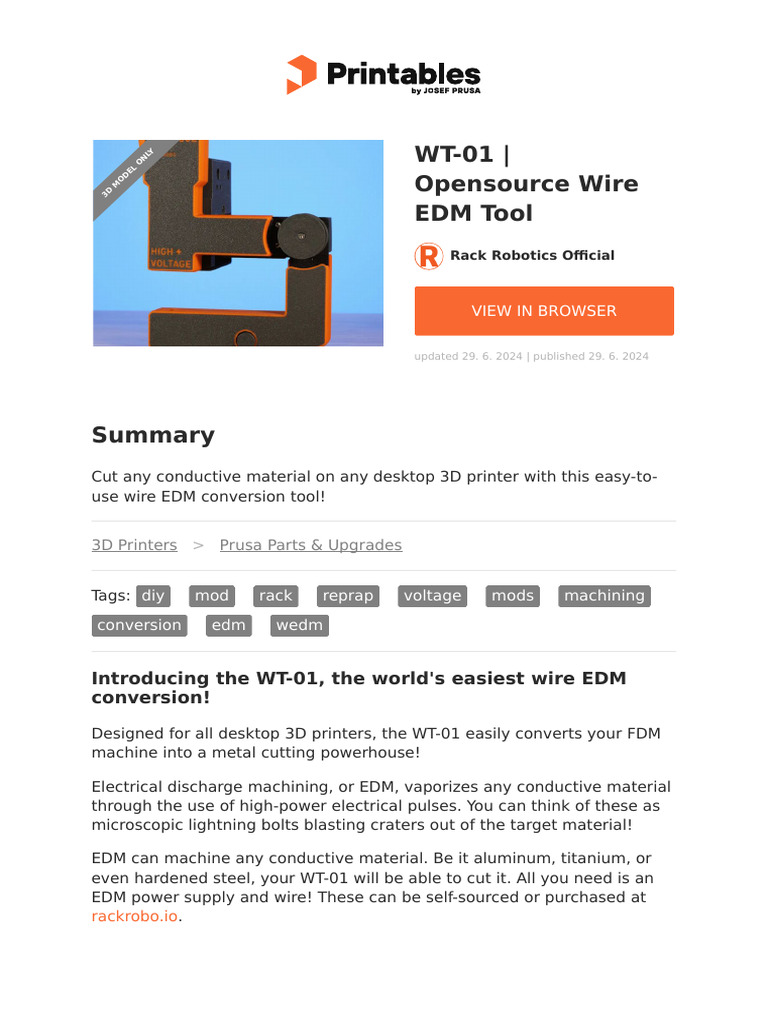 WT 01 Opensource Wire Edm Tool | PDF | 3 D Printing | Electrical ...
