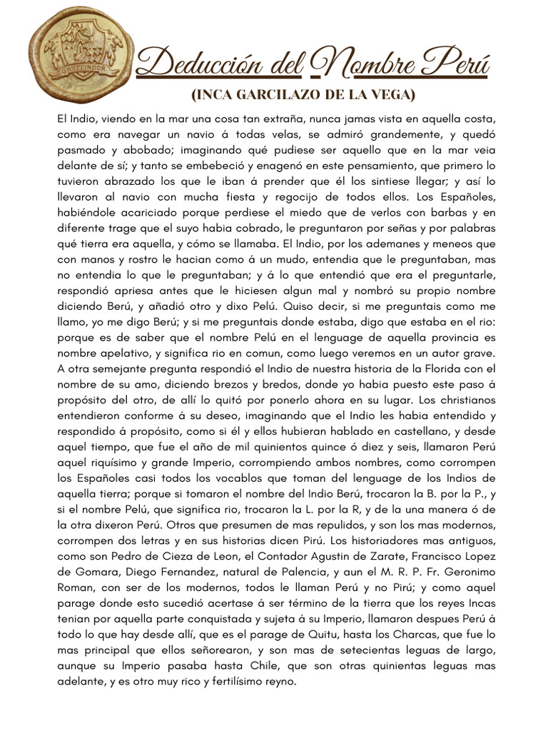Origen del nombre Perú en la historia | PDF