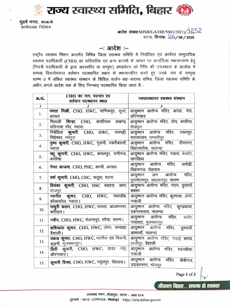 Bihar Health CHO HWC Guidelines 2021 | PDF