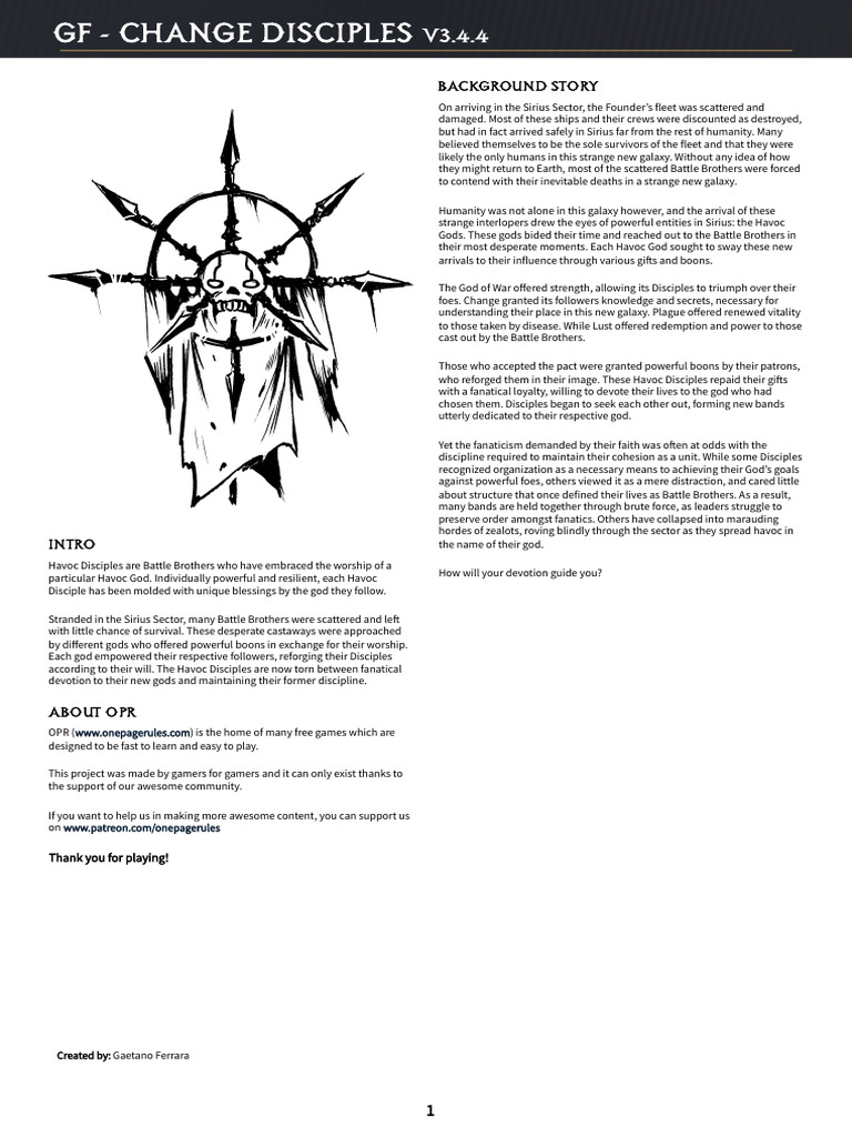 Havoc Disciples Unit Changes Guide | PDF | Projectile Weapons | Ballistics