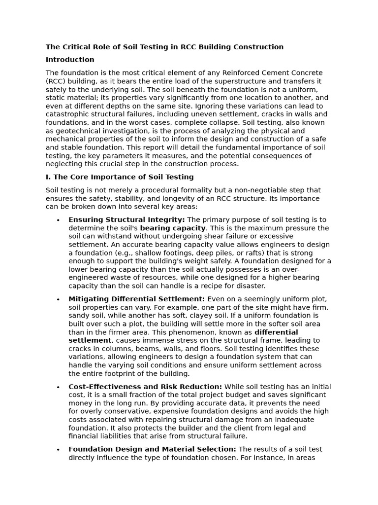 Importance of Soil Testing in RCC Construction | PDF | Foundation ...