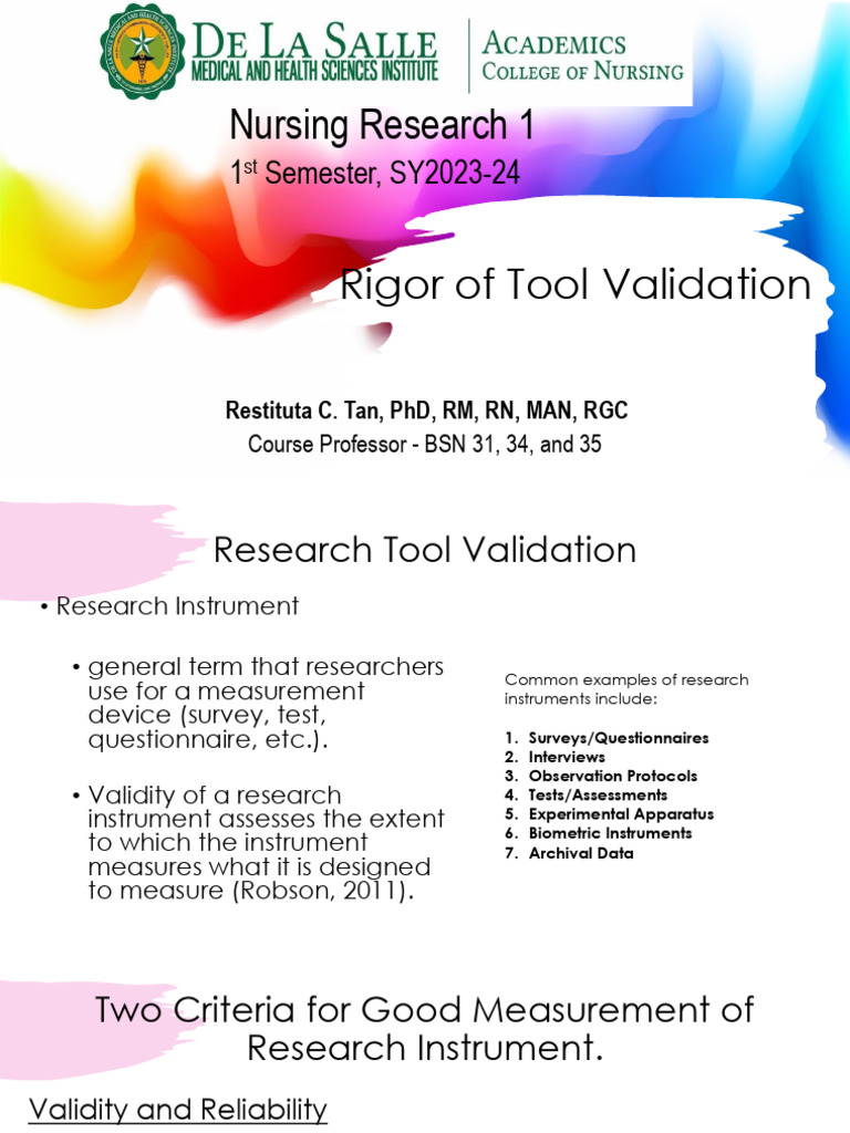 Rigor of Tool Validation-Rct2024-25 | PDF | Validity (Statistics ...