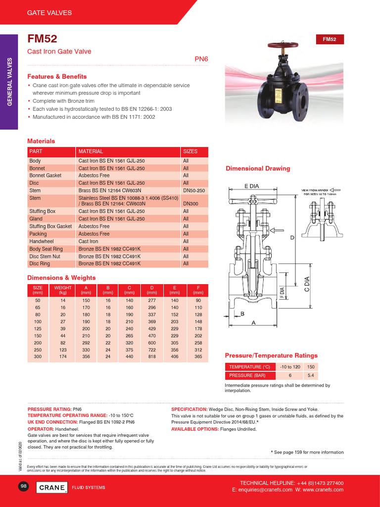 FM52 Gate CraneFS DS 1021 p98 | PDF | Valve | Gas Technologies