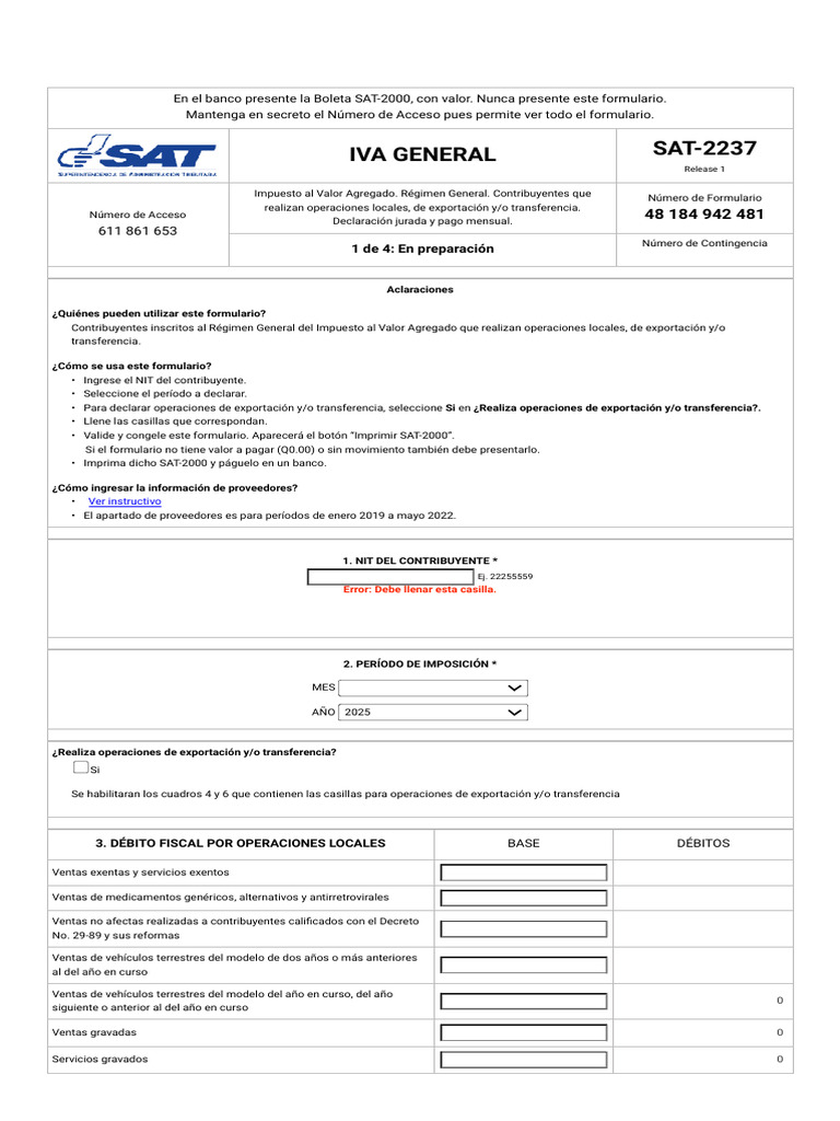 Uso del Formulario SAT-2237 para IVA | PDF | Impuesto al valor agregado ...