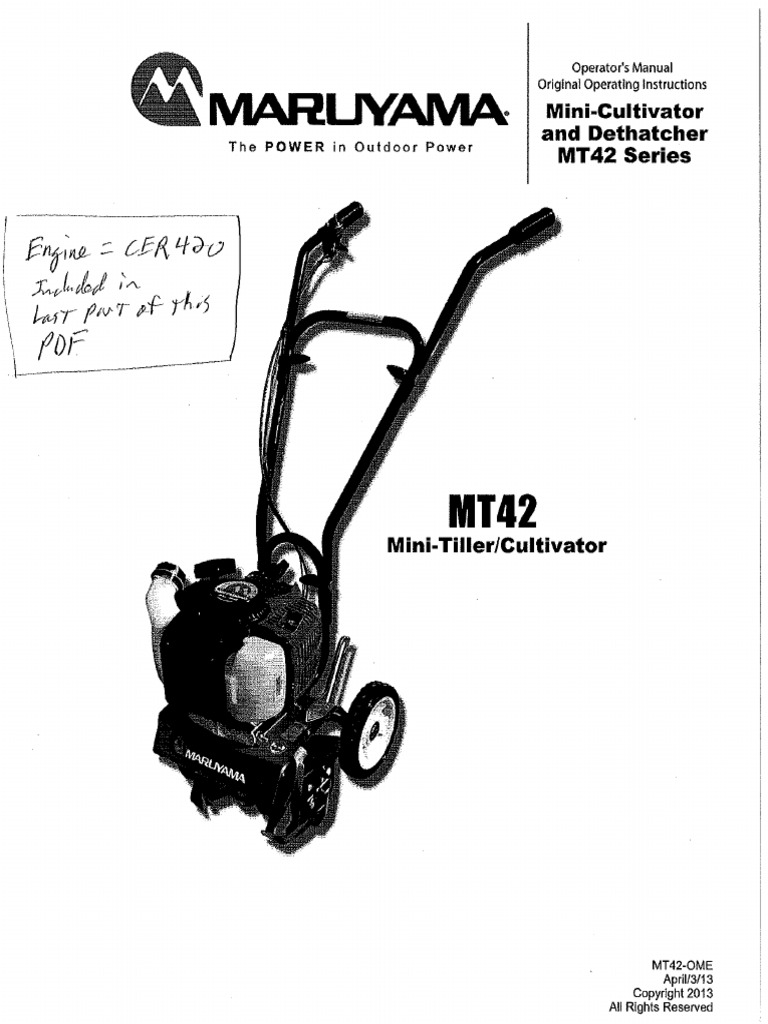 MT42 Tiller Engine IPL and Owners Manual | PDF