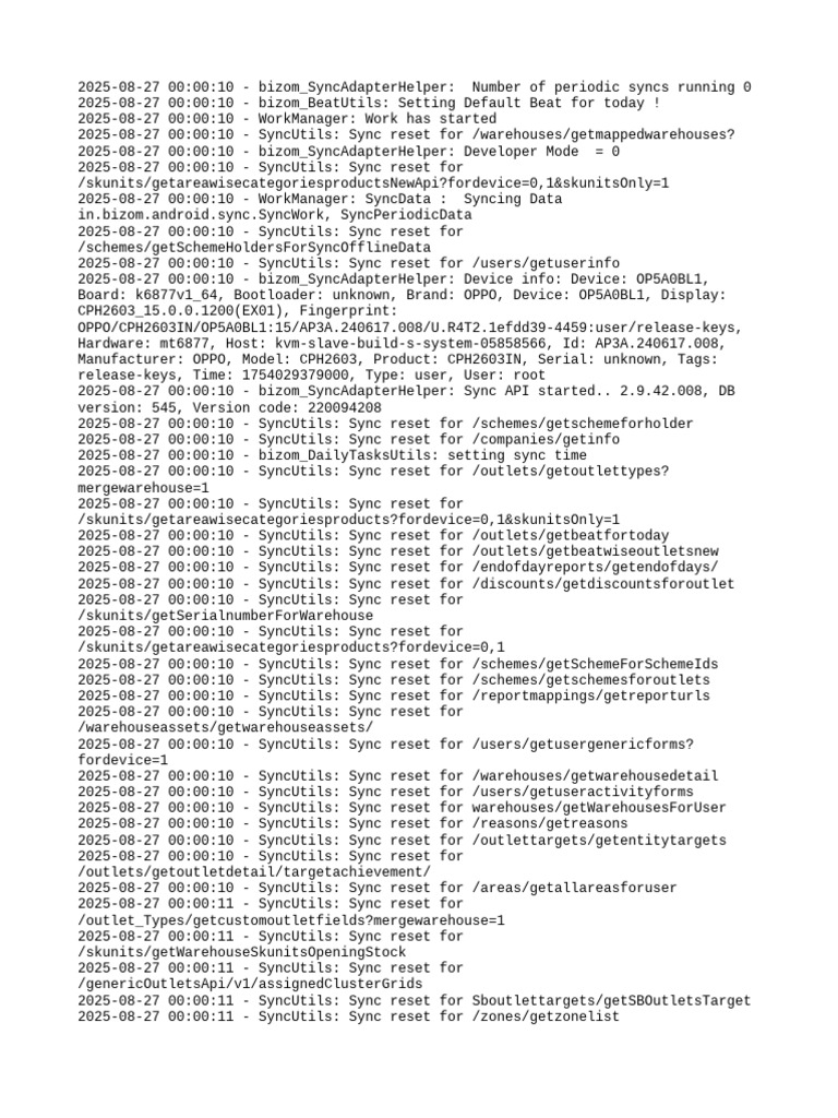 Bizom Sync Log Analysis 2025 | PDF | Computer Science | Computer ...