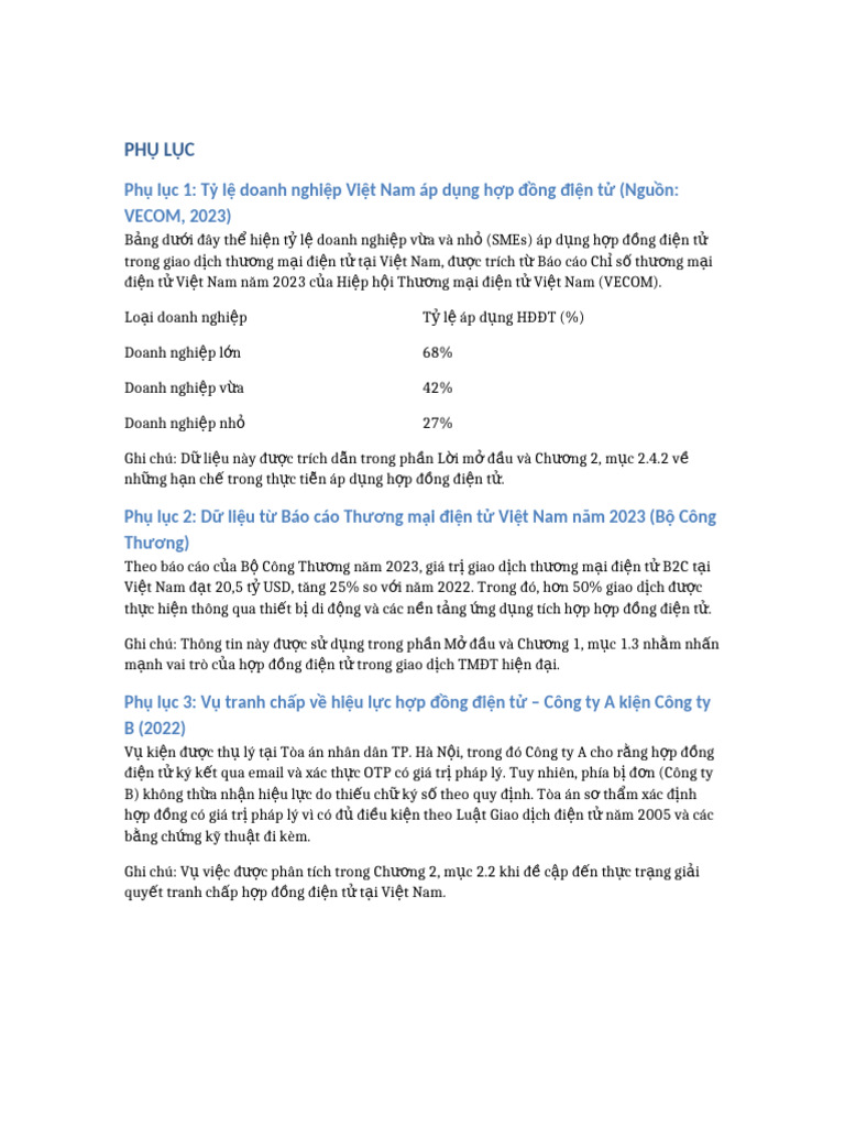 Phu Luc Tieu Luan Hop Dong Dien Tu | PDF