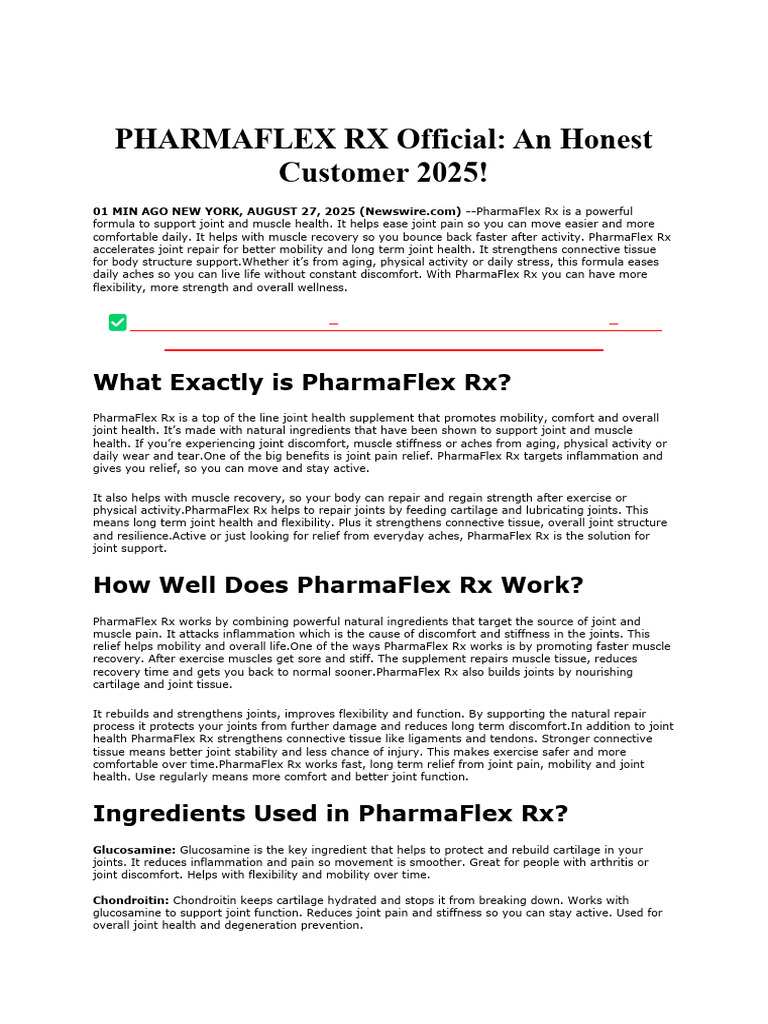 PharmaFlex Rx: Joint Health Solution | PDF | Joint | Flexibility (Anatomy)