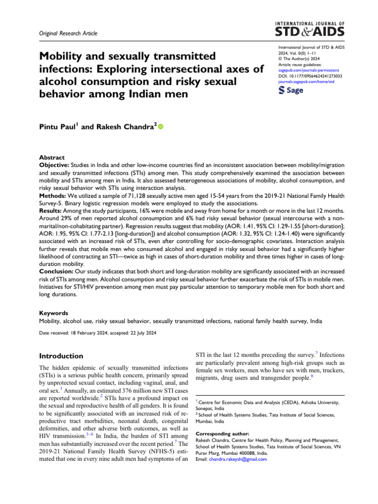 Mobility and Sexually Transmitted Diseases | PDF | Sexually Transmitted ...