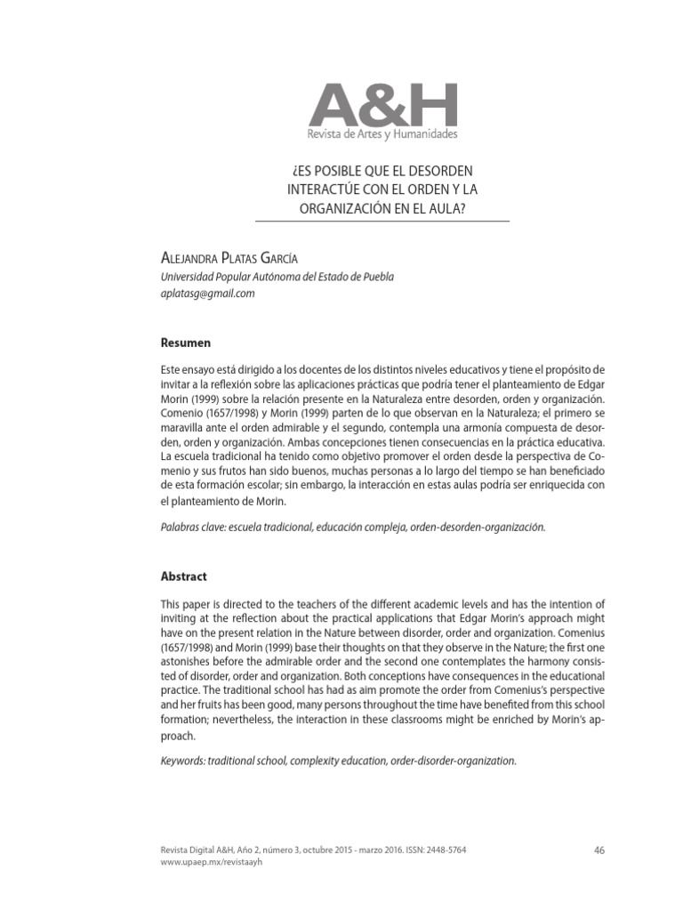 Orden y desorden en el aula educativa | PDF | Salón de clases | Maestros