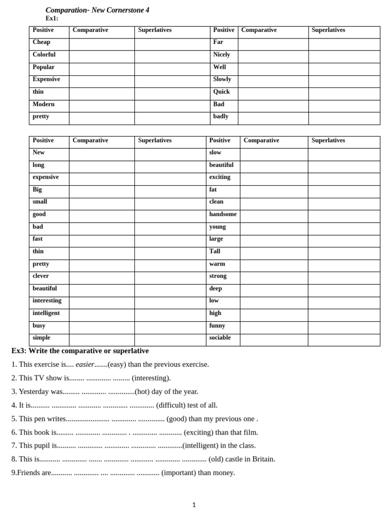 Comparative and Superlative Exercises | PDF | Chess Openings | Chess Theory