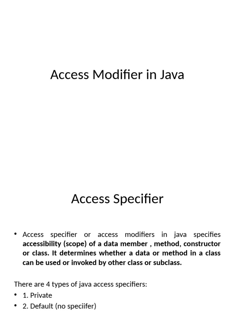 Understanding Java Access Modifiers | PDF | Method (Computer ...