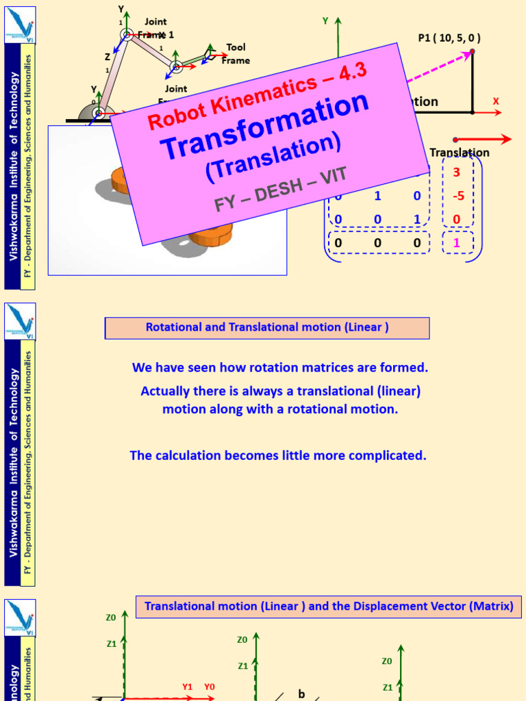 Robot Kinematics: Rotation and Translation | PDF | Rotation | Linear Map