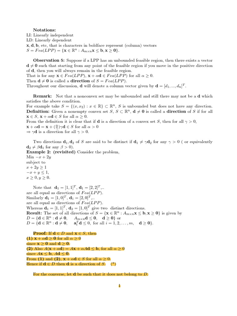 Extreme Directions in Linear Programming | PDF | Convex Set | Linear ...