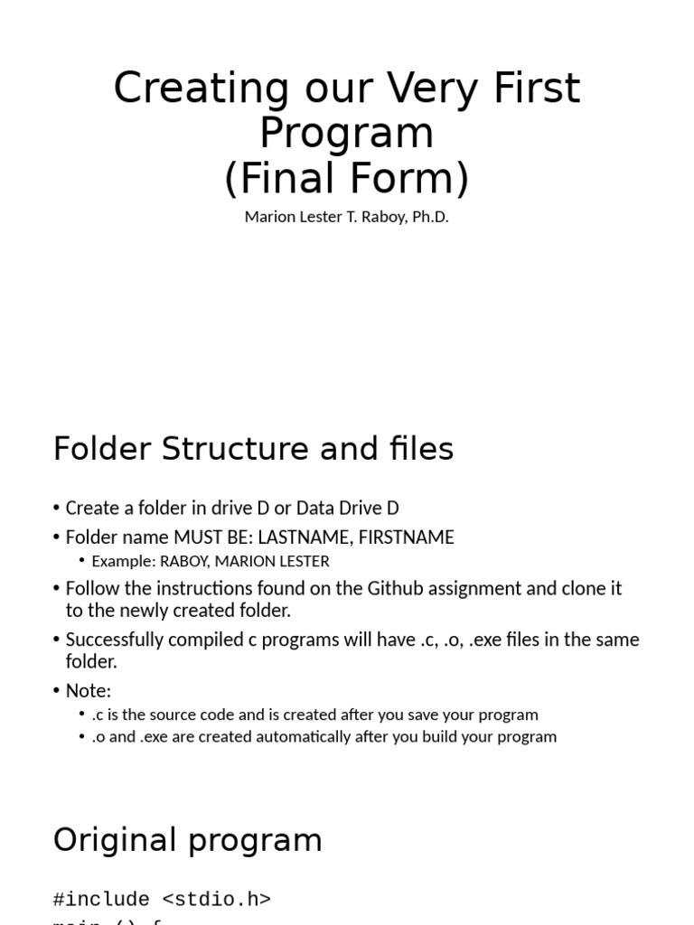Lesson 09 - Creating Your Very First Program | PDF | Software ...