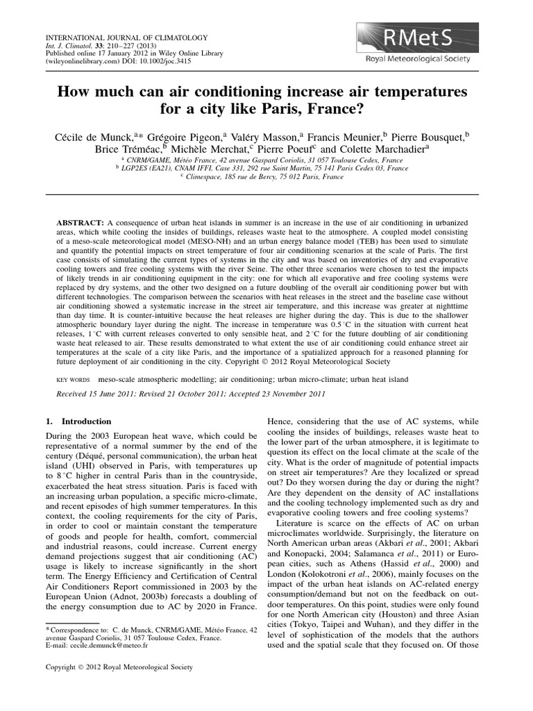 Air Conditioning's Impact on Paris Heat | PDF | Air Conditioning | Heat ...
