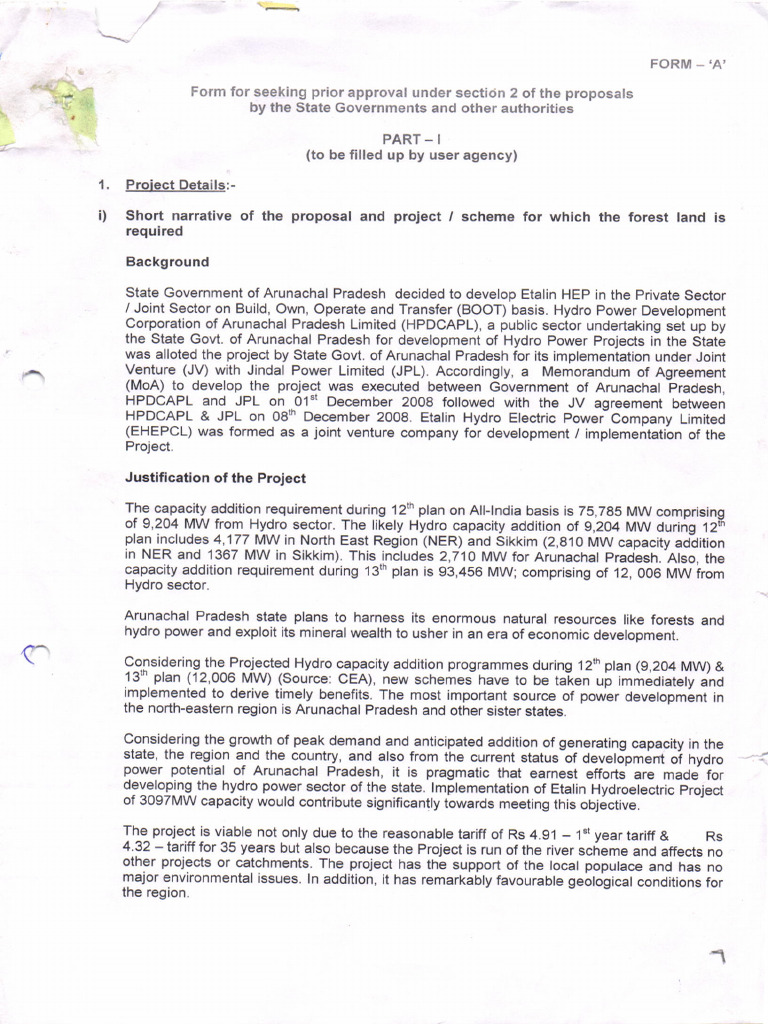Etalin Hydro Project Approval Form | PDF | Clean Development Mechanism ...