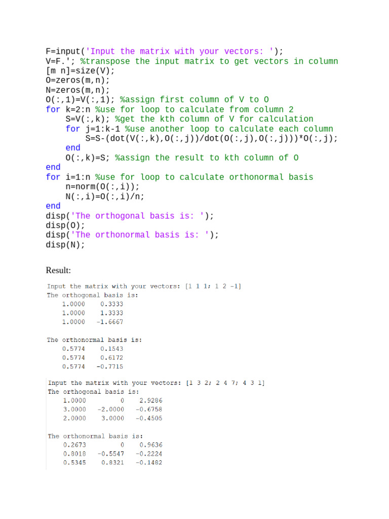 Calculate Orthogonal and Orthonormal Bases | PDF