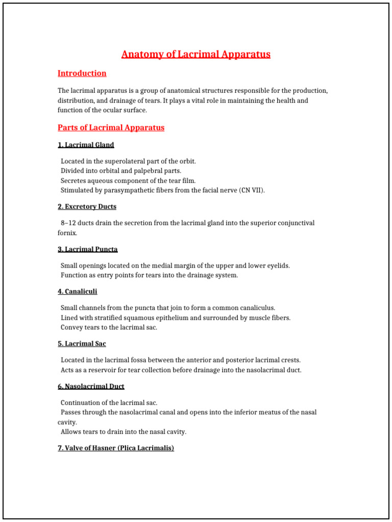 Anatomy of the Lacrimal Apparatus | PDF