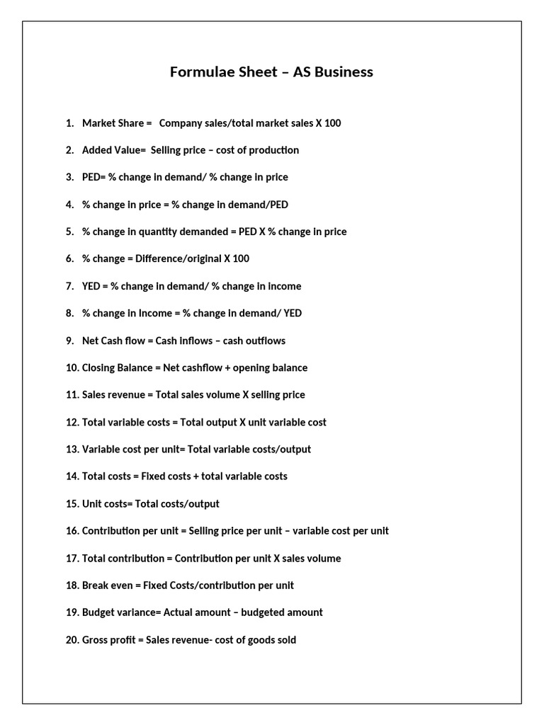 Management Accounting Formulae Guide | PDF