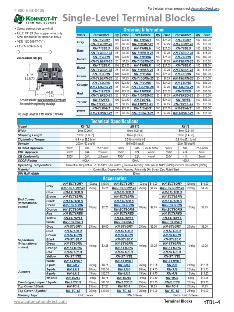 Single-Level Terminal Blocks Pricing | PDF | Manufactured Goods