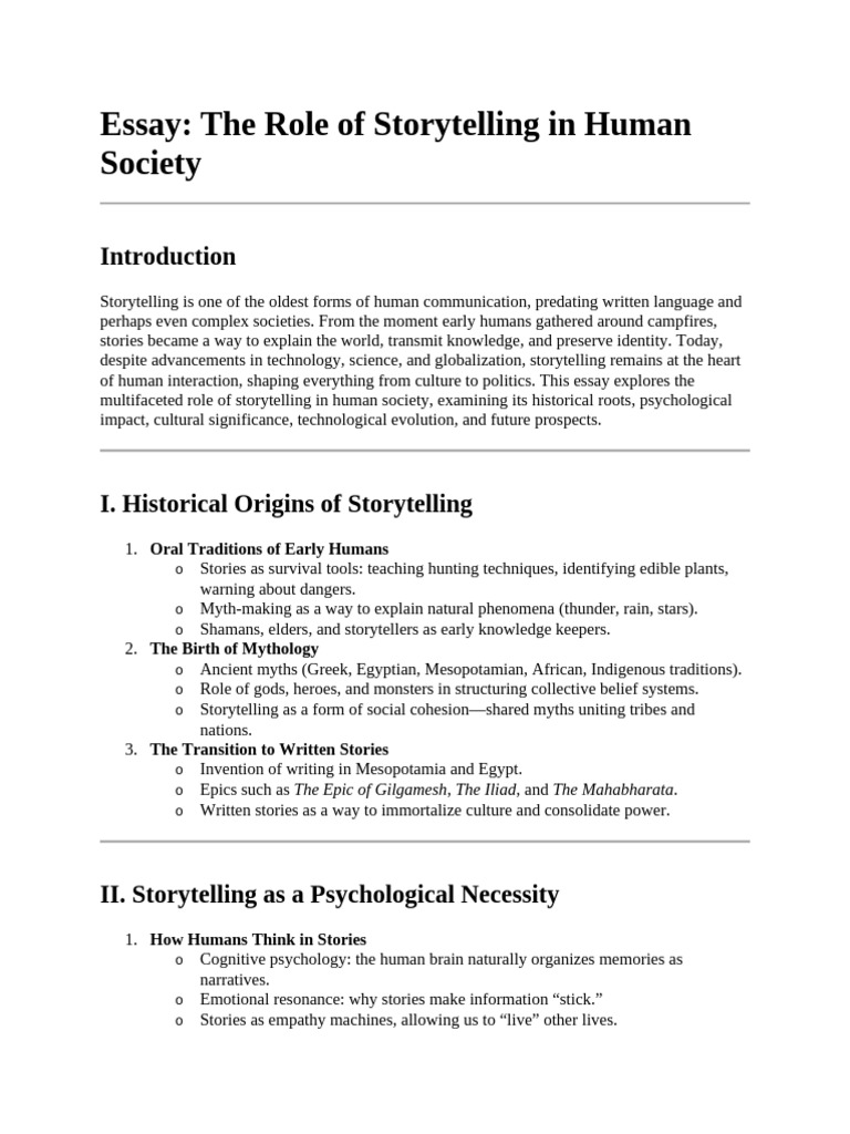 The Impact of Storytelling on Society | PDF | Storytelling | Narrative
