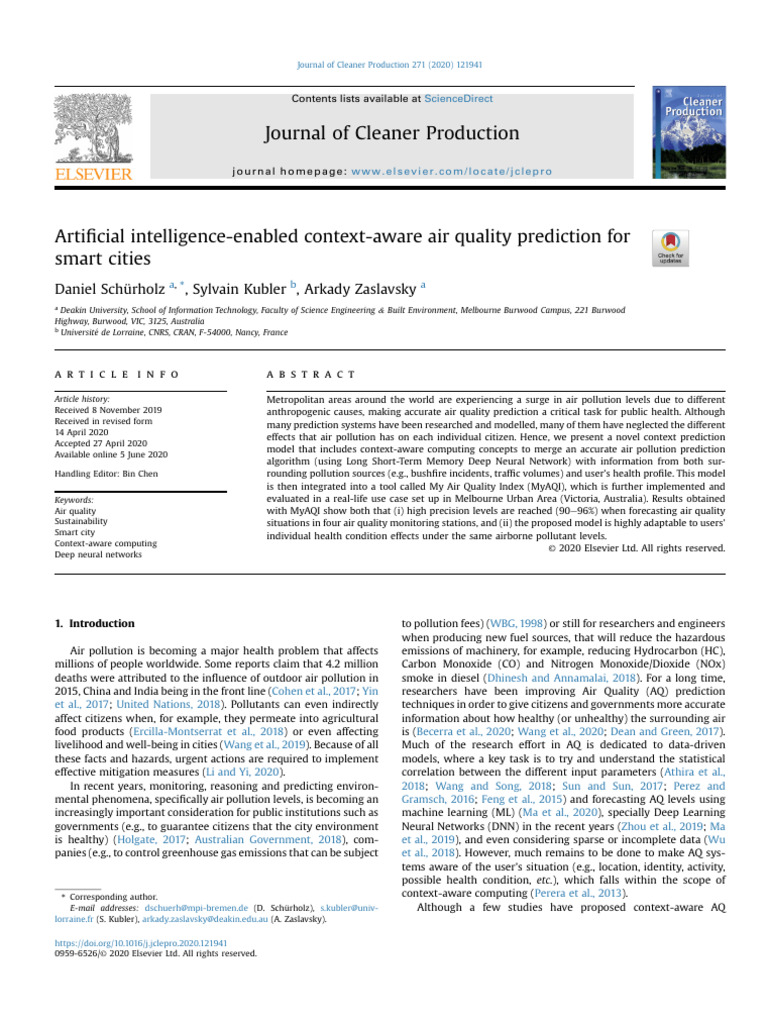 001-Artificial Intelligence Enabled Air Quality For Smart Cities | PDF ...