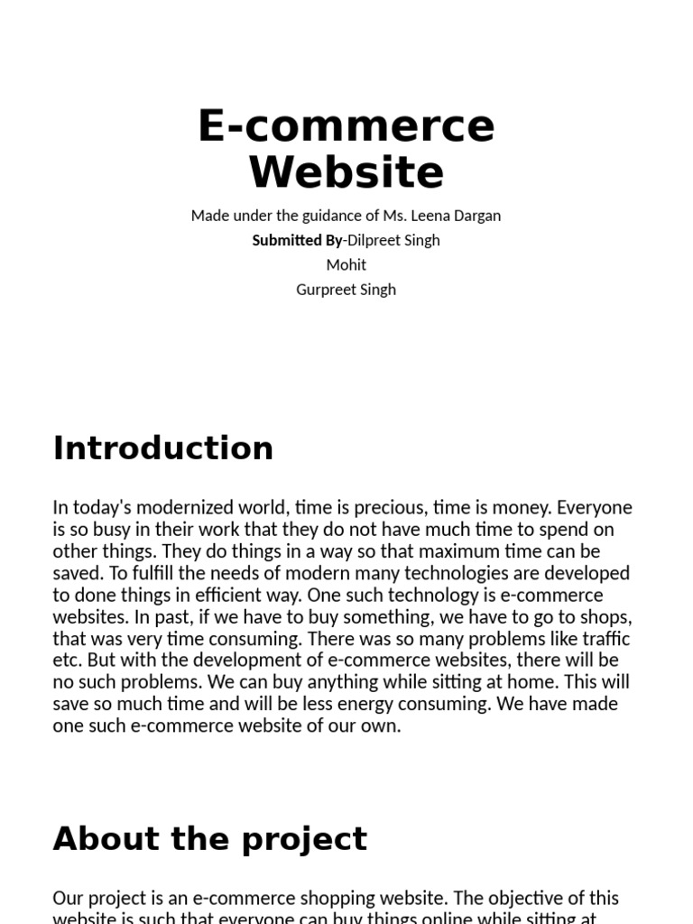 E-Commerce Website Development Project | PDF