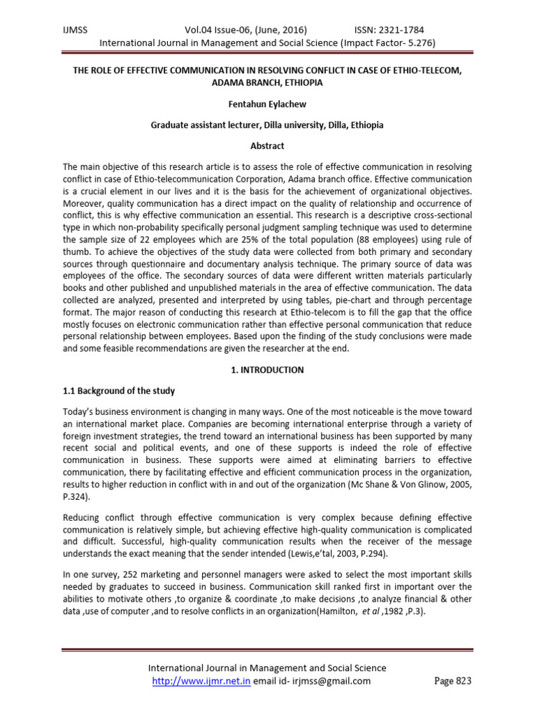 Effective Communication in Conflict Resolution | PDF | Sampling ...