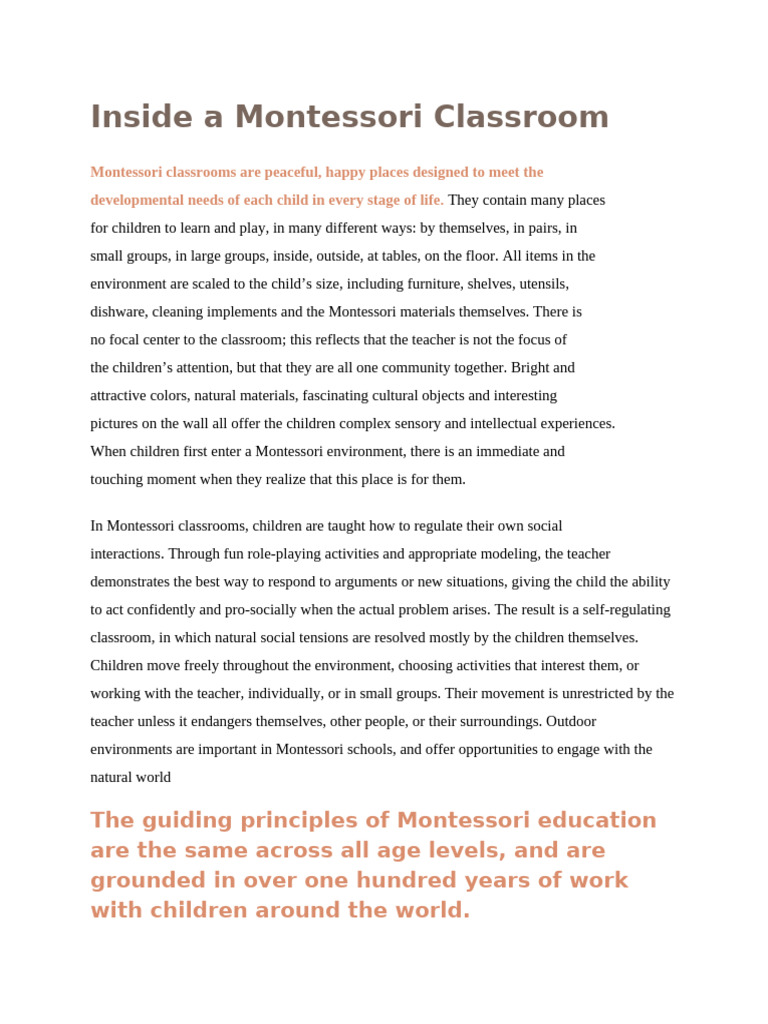 Inside A Montessori Classroom | PDF | Montessori Education | Classroom