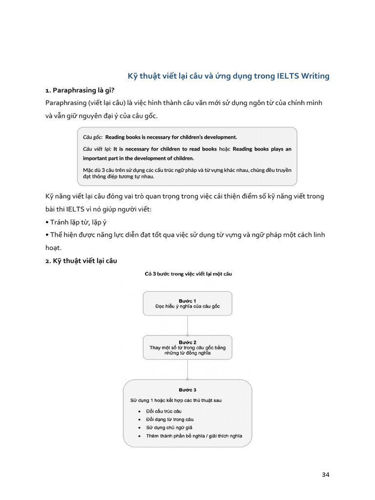 Writing TASK 2 LV2 - Paraphrasing | PDF