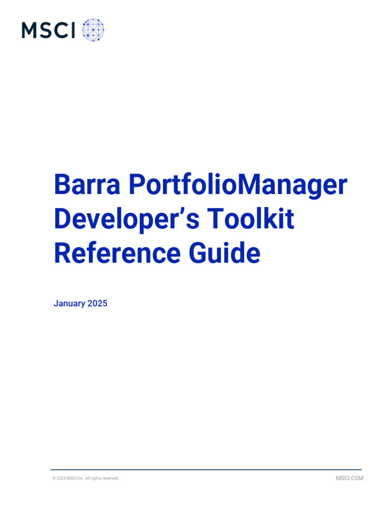 Barra PortfolioManager Developers Toolkit Reference Guide | PDF | Web  Service | Soap