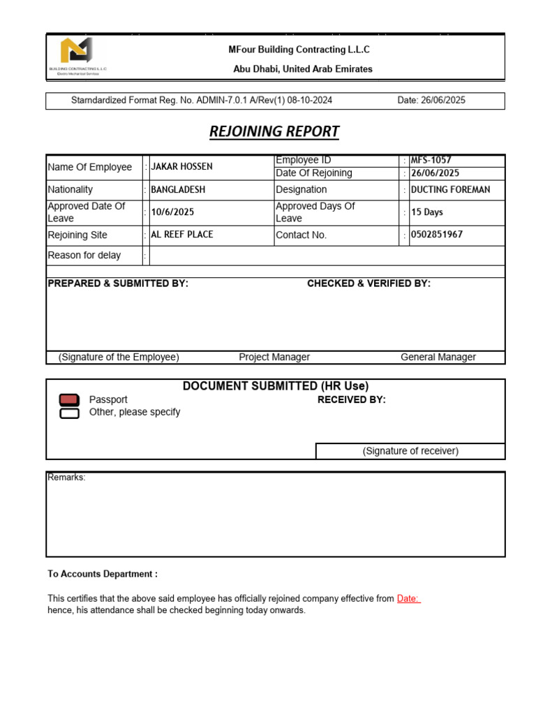 7.0.1 Duty Rejoining - Projects | PDF