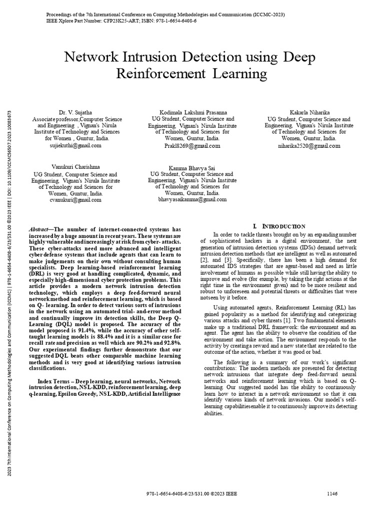 Network Intrusion Detection Using Deep Reinforcement Learning | PDF ...