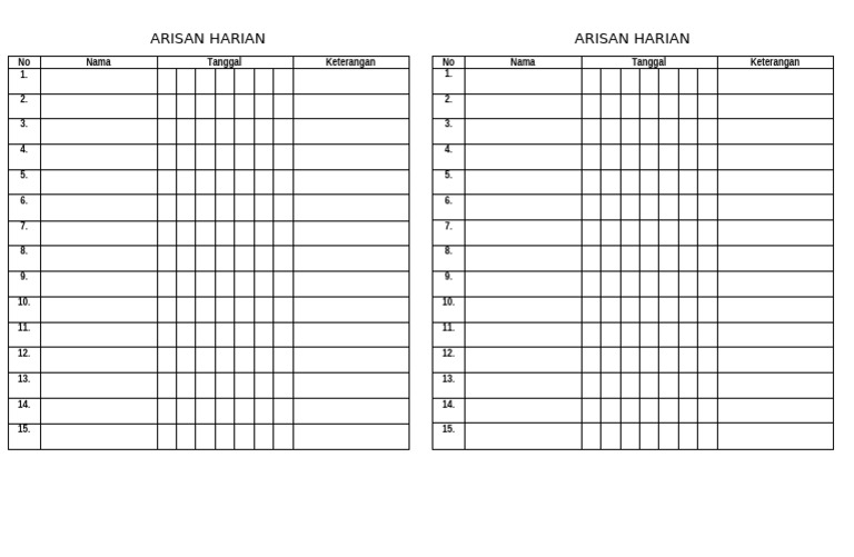 Arisan Harian: Daftar Anggota dan Tanggal | PDF