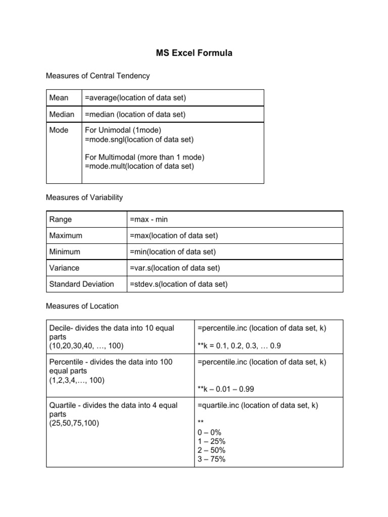 CH4 DS MS Excel Formula | PDF