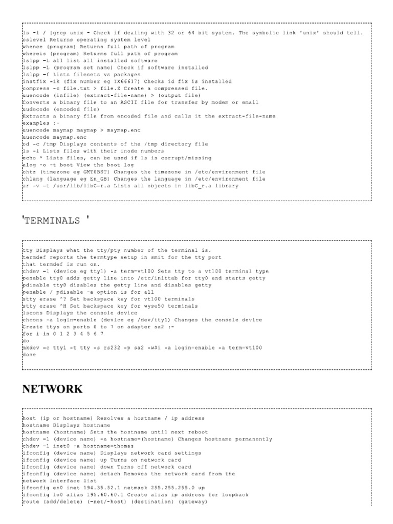 Aix Cheat Sheet | PDF