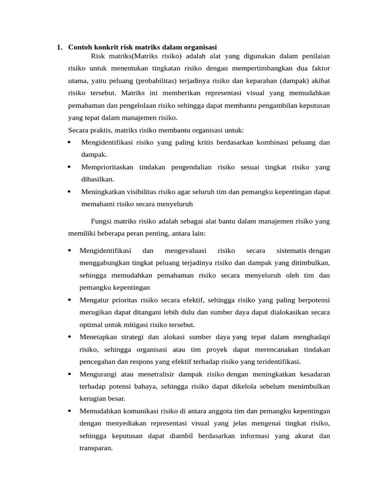 Contoh Konkrit Risk Matriks Dan Risk Register | PDF
