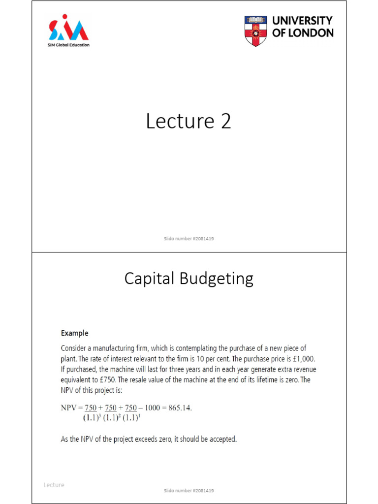 Capital Budgeting and NPV Analysis Guide | PDF | Net Present Value ...