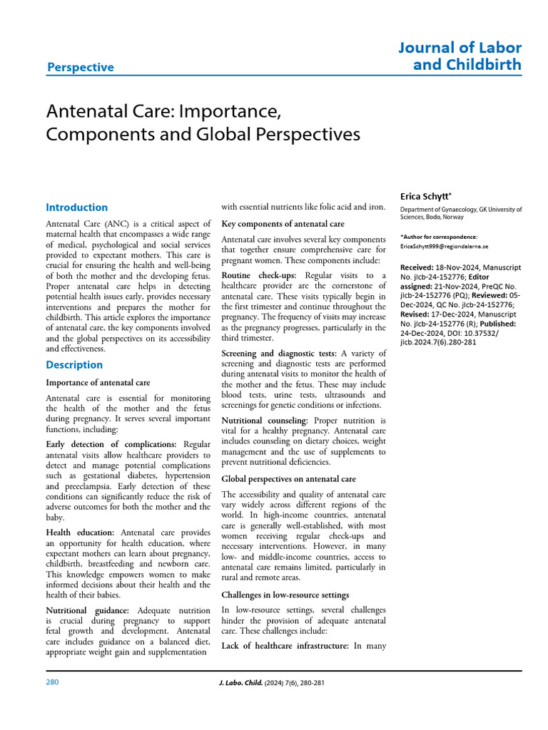 Key Components of Antenatal Care | PDF | Pregnancy | Prenatal Development