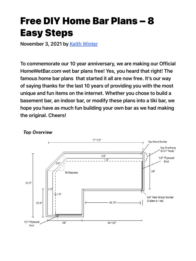 Free DIY Home Bar Plans Guide | PDF | Plywood | Lumber