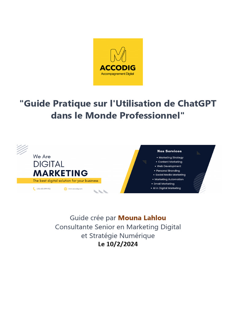Guide Pratique Sur L'utilisation de ChatGPT Dans Le Monde Professionnel ...