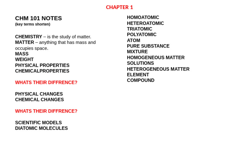 CHM 101 Notes | PDF