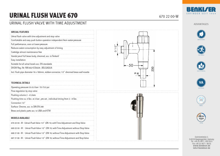 Urinal Flush Valve with Timer 670 | PDF | Valve | Plumbing