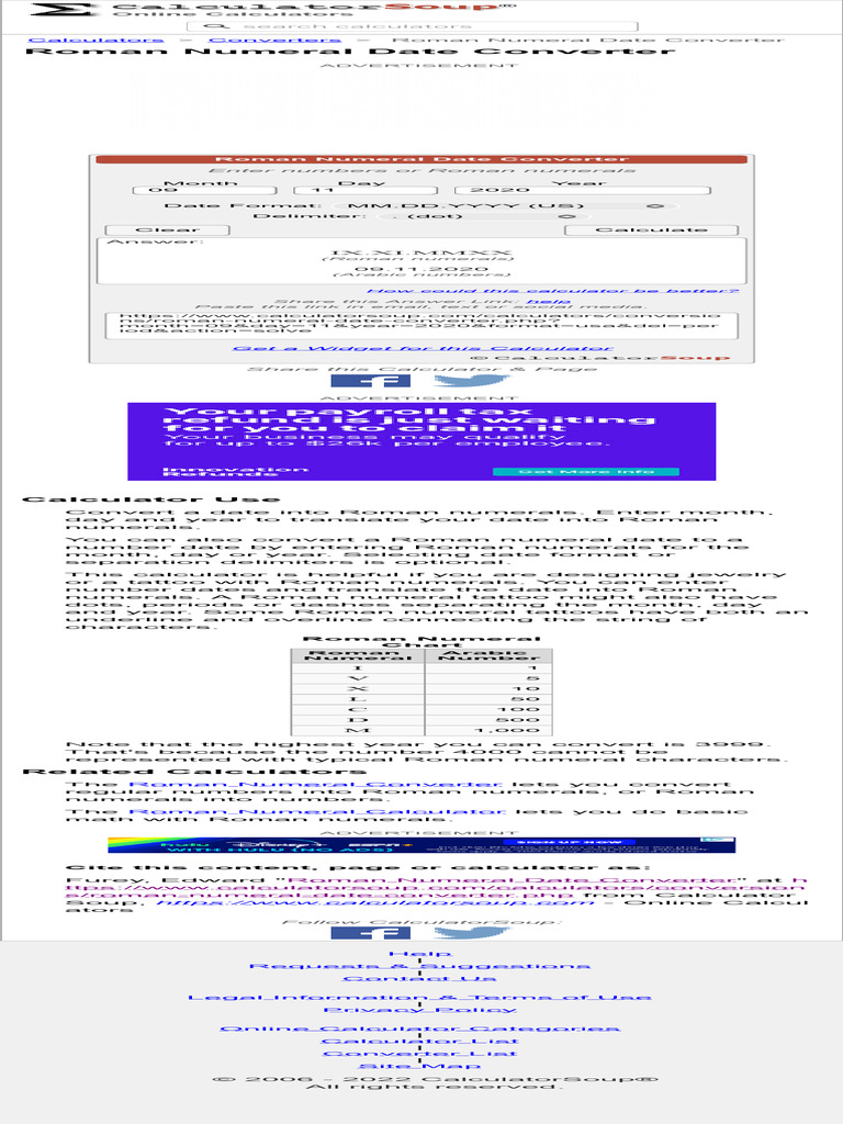 Roman Numeral Date Converter Tool | PDF | Encodings | Notation