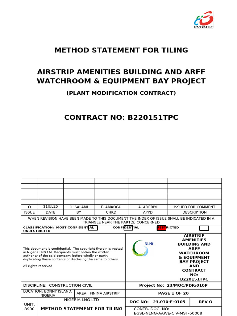 Tiling Method Statement for ARFF Project | PDF | Tile