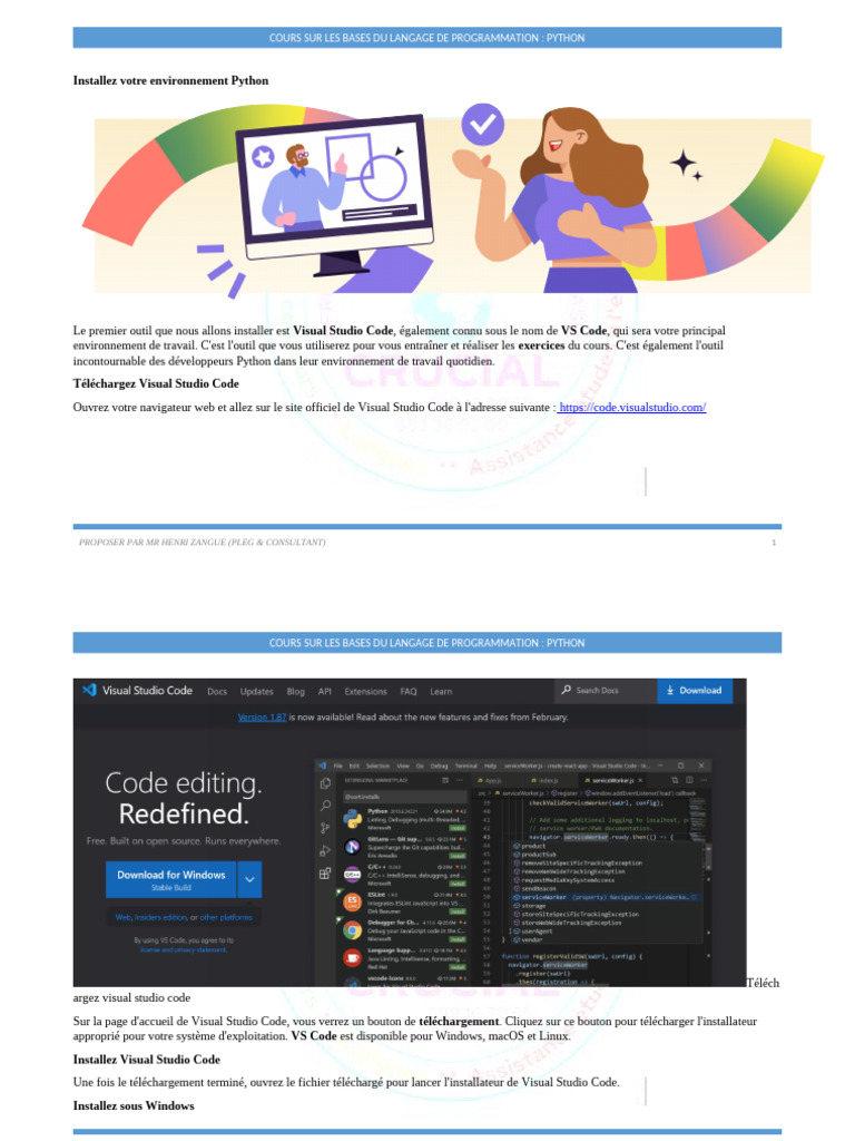 Installer Visual Studio Code pour Python | PDF | Python (Langage de ...